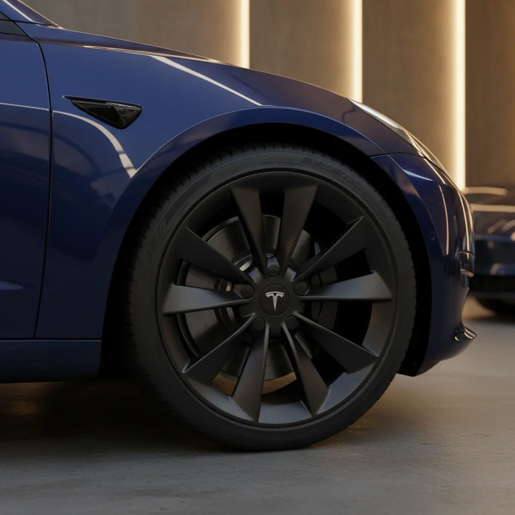 Wizualizacja: felga 19″ czarny mat w Tesla Model 3