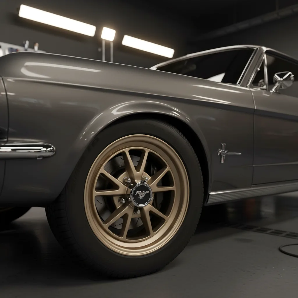 Wizualizacja: felga szampański w klasyku (1960s Ford Mustang coupe)